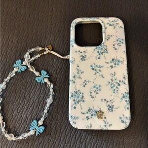 Velvet Caviar Blue and White Floral Phone Case with Beaded Strap